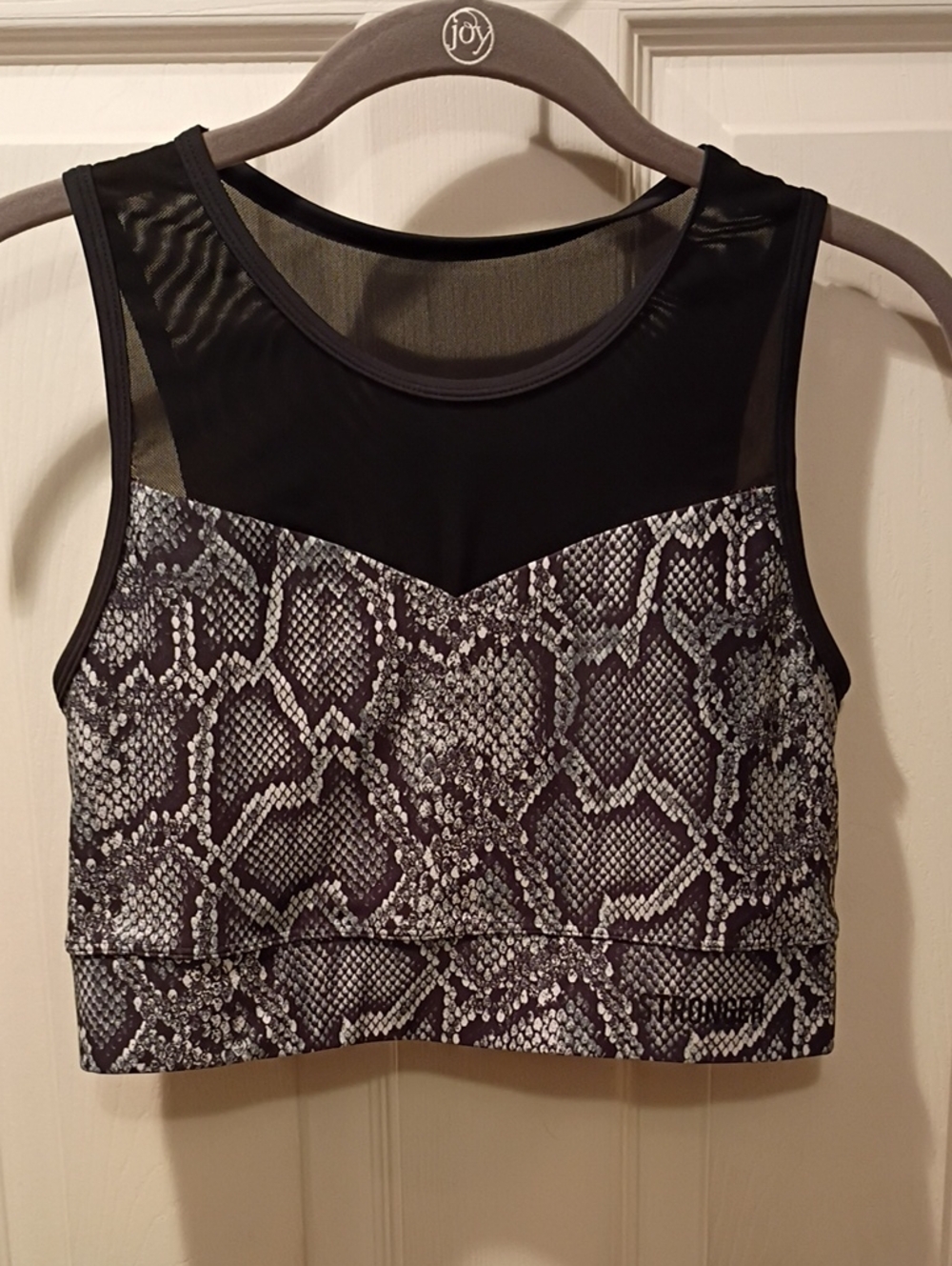 Stronger Snake-Print Mesh Crop Top